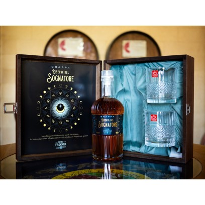 Riserva del Sognatore Grappa Luigi Francoli - Cofanetto con 2 bicchieri