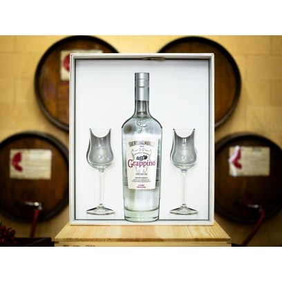 Grappino Premium Bertagnolli - Grappa Bianca con 2 Bicchieri da Degustazione
